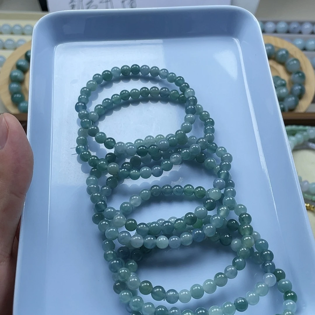颈饰未镶嵌翡翠6mm蓝水手串