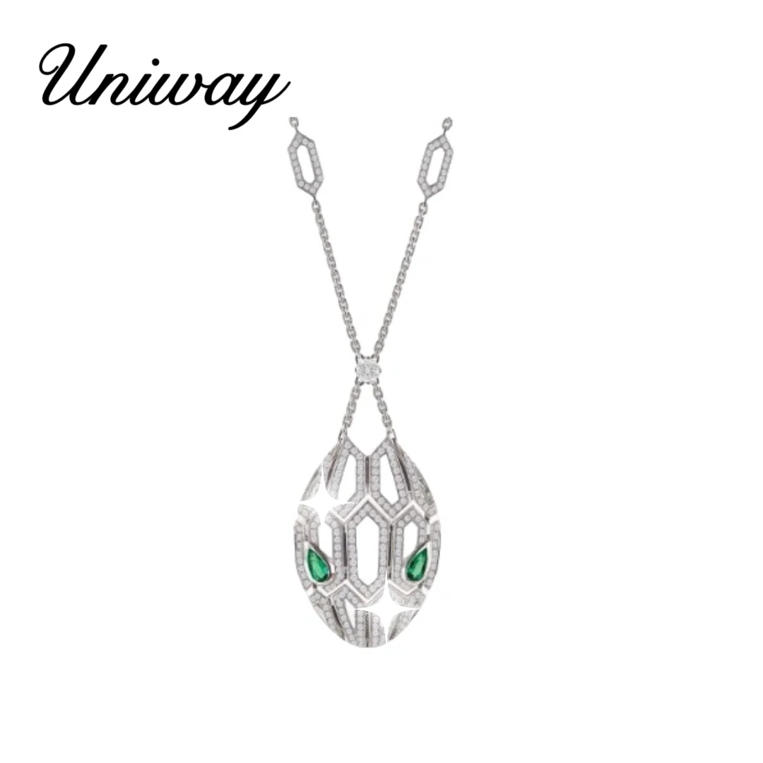 坠链均925银 Uniway 925银 【情人节】镂空蛇头满钻蛇年限定项链