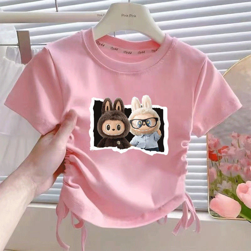 夏季新款中小童韩系ins风上衣短袖T恤女童宝宝甜美拉布布纯棉洋气