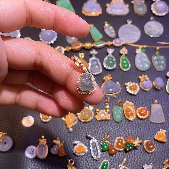 翡翠银S925镶嵌吊坠(不含链)天然翡翠