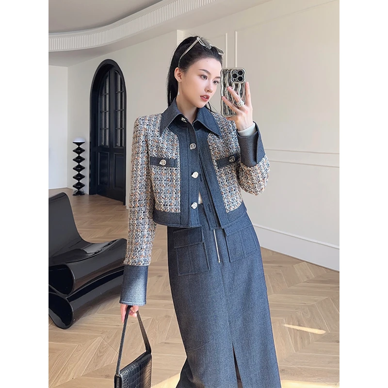 SVLI｜''当橘者迷''定制金属纽扣羊毛牛仔拼粗花呢小香风短款外套