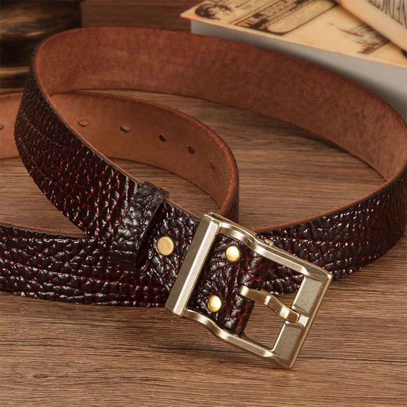 男士皮带真皮头层牛皮腰带男款针扣牛仔裤腰带休闲百搭裤带男新款