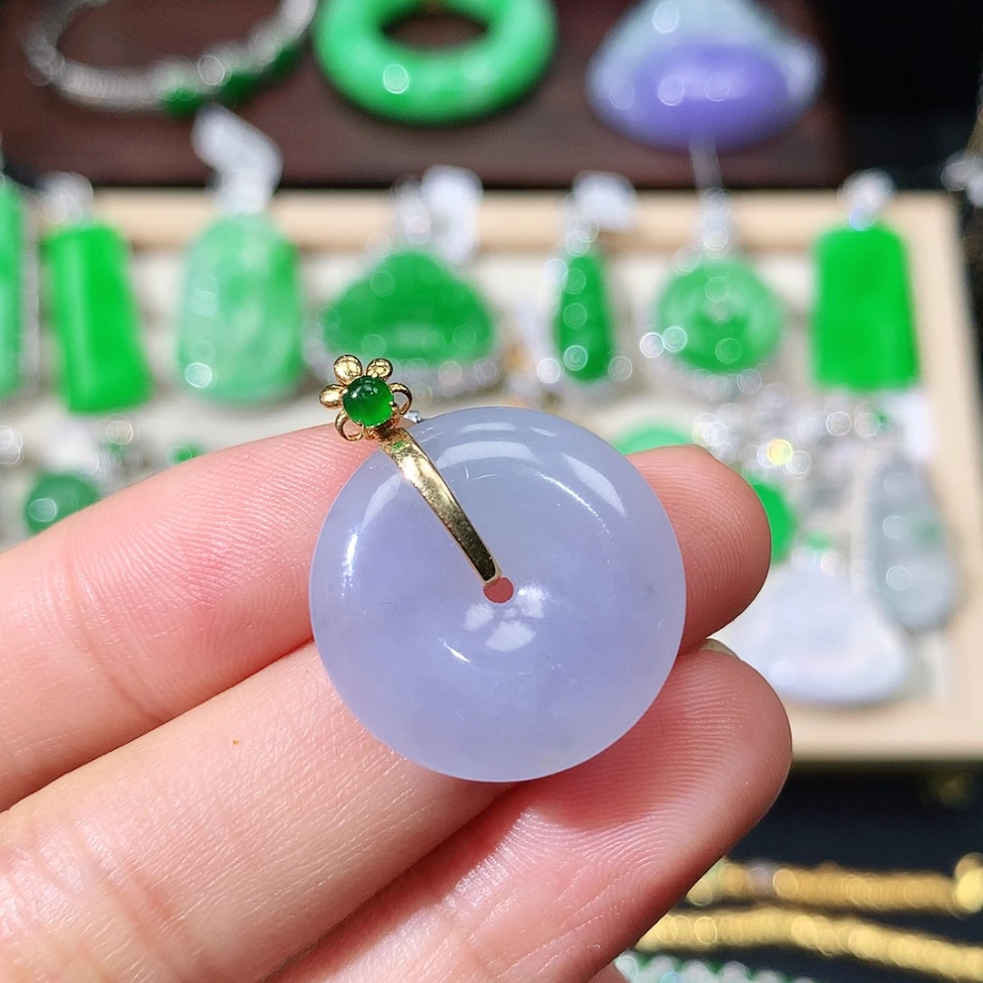 吊坠(不含链)18K金镶嵌翡翠