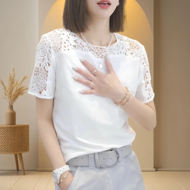 设计小众衣服微透镂空短袖女t恤夏季网红洋气炸街痞帅炸街风女装