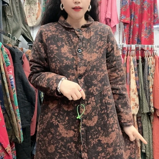 s***a织绣招财猫棉袄立领