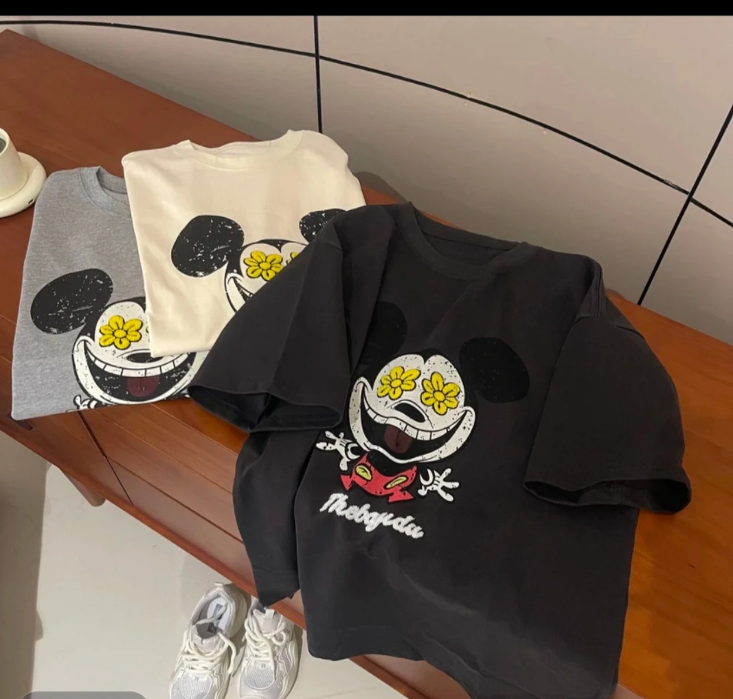 程程甄选 -「品质重工」卡通大米奇时尚小众简约百搭休闲体恤817