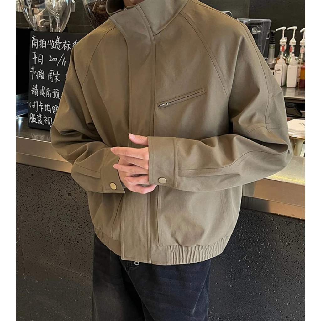 秋季新款哈灵顿夹克做旧水洗工装外套情侣款立领宽松短款