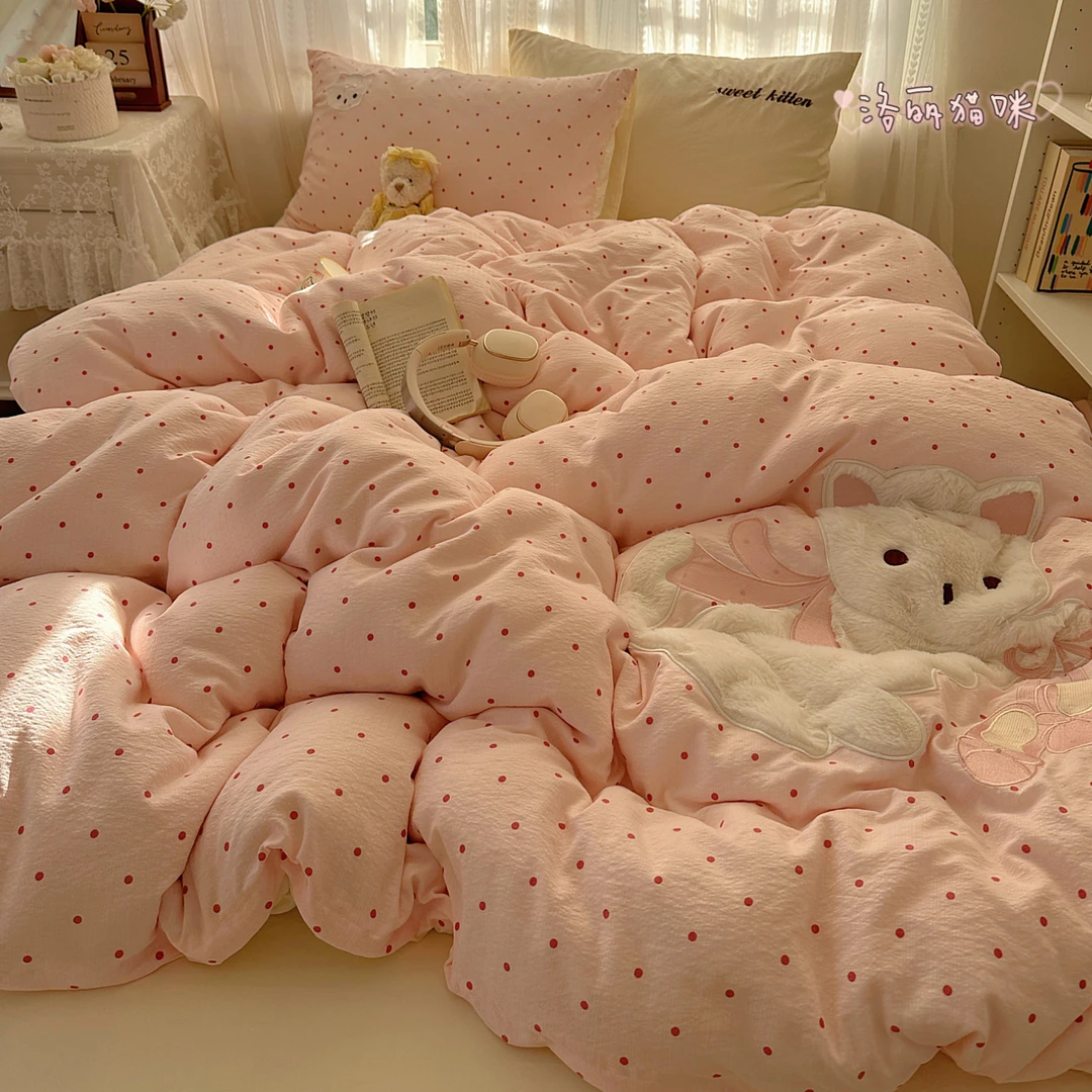 焦点【雅涛专属】奶油卡通贴布绣四件套#2528