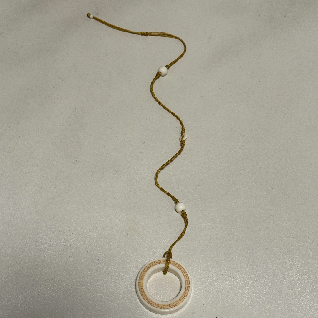 牛骨雕刻回纹鸟笼用方扳指 指环 手扣 外径3.9 内径2.4 鸟笼配件
