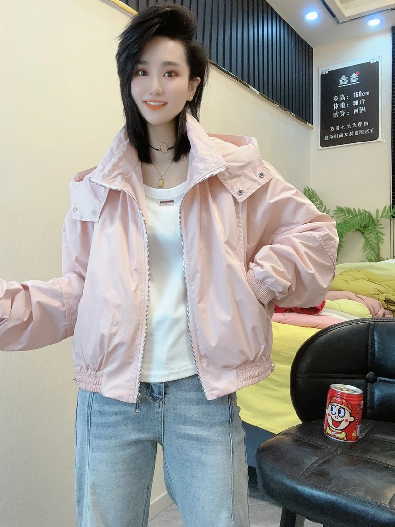 【品质】【单款】早春新款设计款连帽宽松显瘦款薄棉外套女181