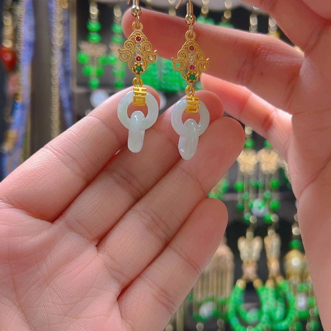 翡翠合金耳饰翡翠