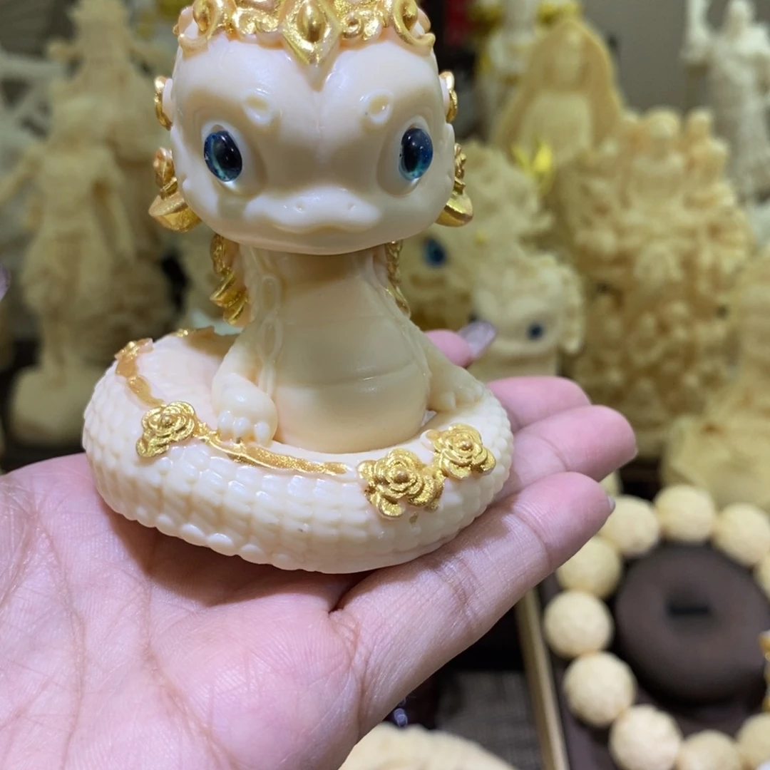 菩提根/象牙果把件象牙果描金灵蛇