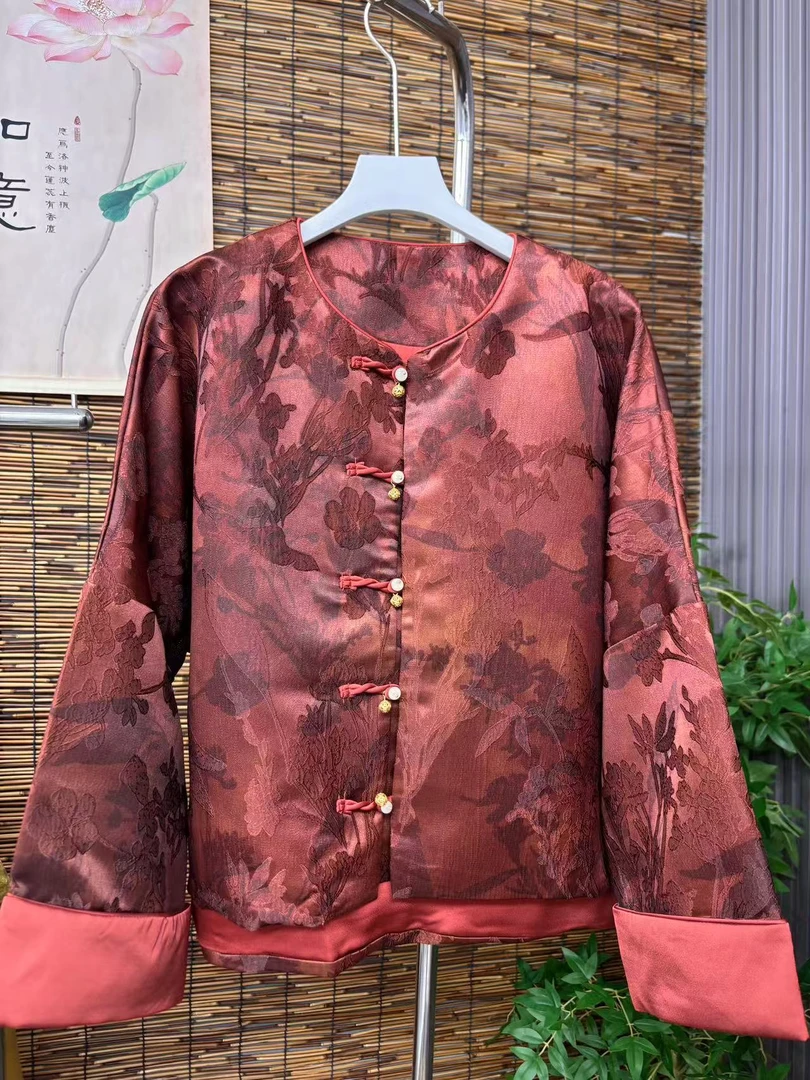 新中式圆领唐装新中式秋季提花短外套长袖秋季938