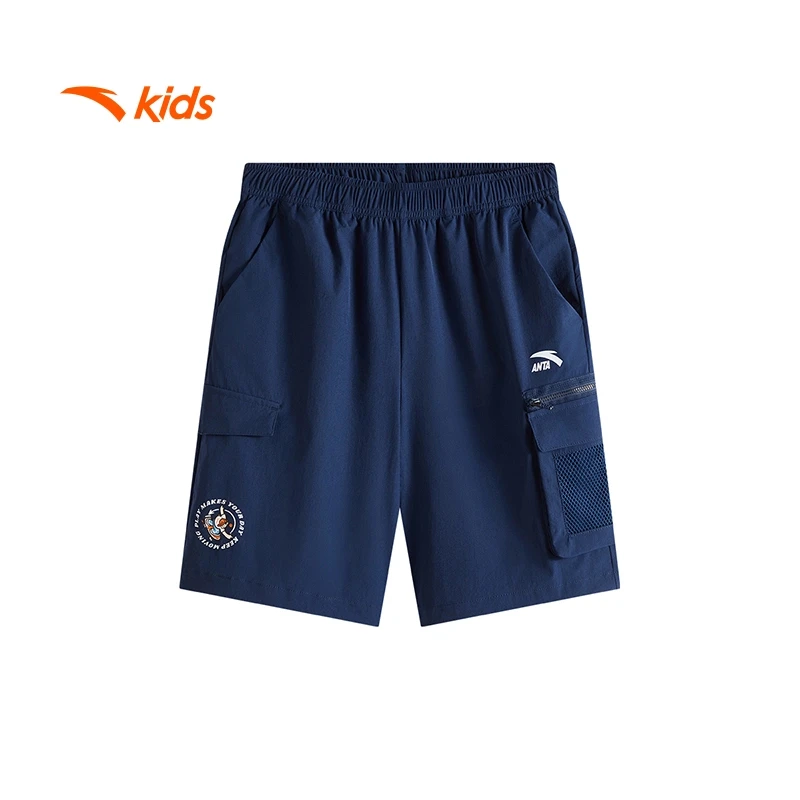 安踏儿童裤25年夏季潮流速干舒适透气宽松梭织五分裤352538501-ZB