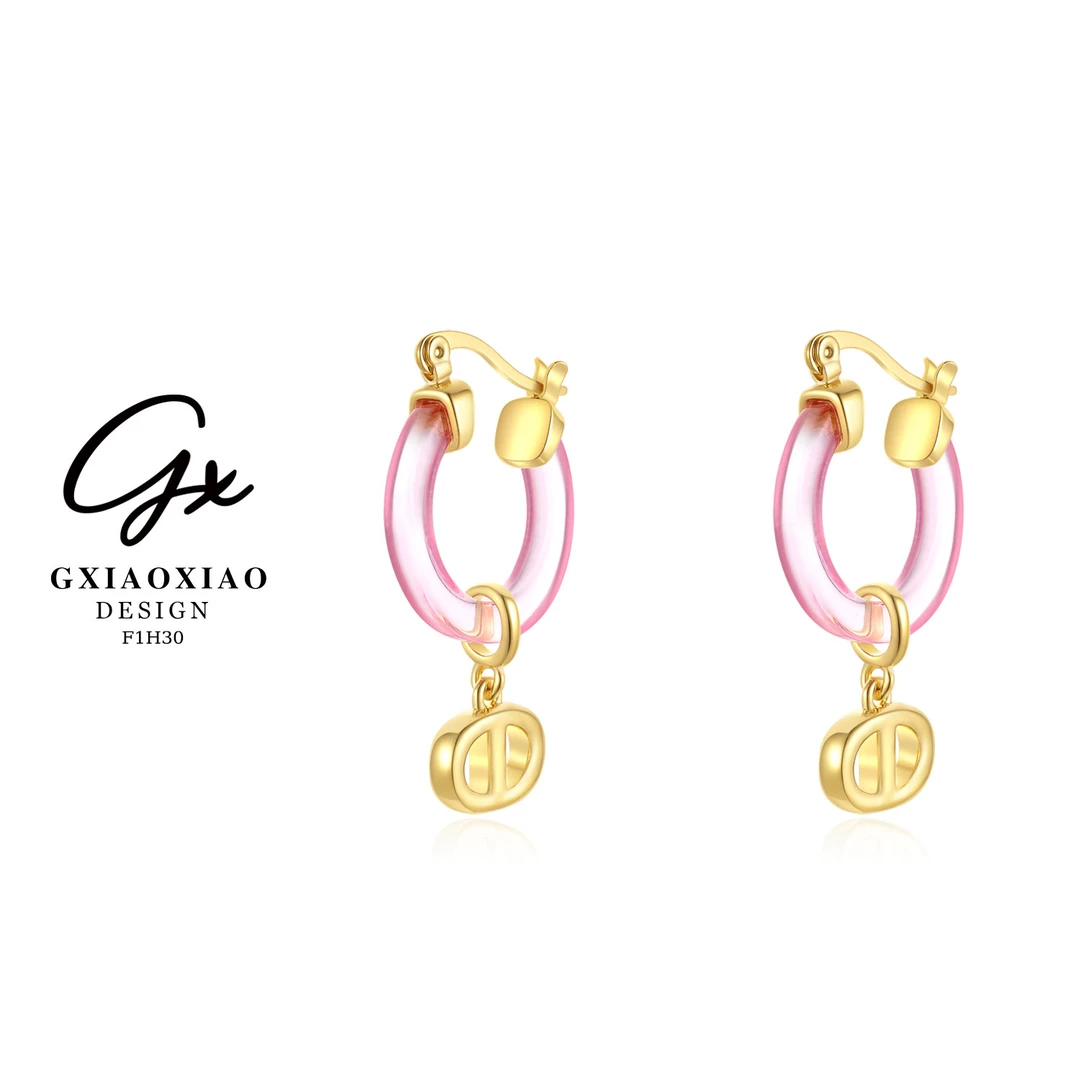 镀K金 时尚百搭精致高级感甜酷猪鼻子耳环 F1H30