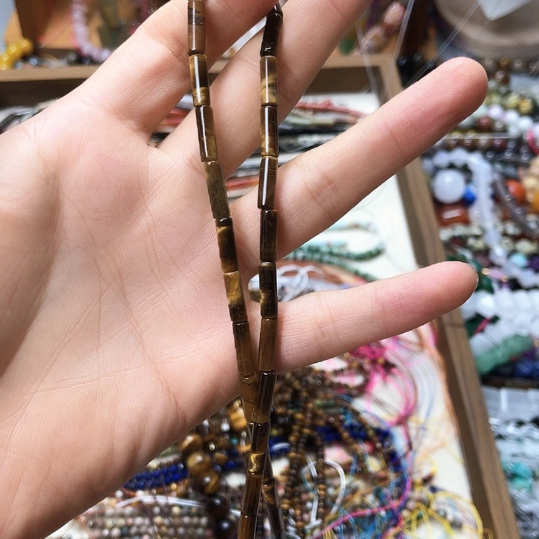 玛瑙/玉髓未镶嵌珠宝半成品卡4黄虎圆管一条