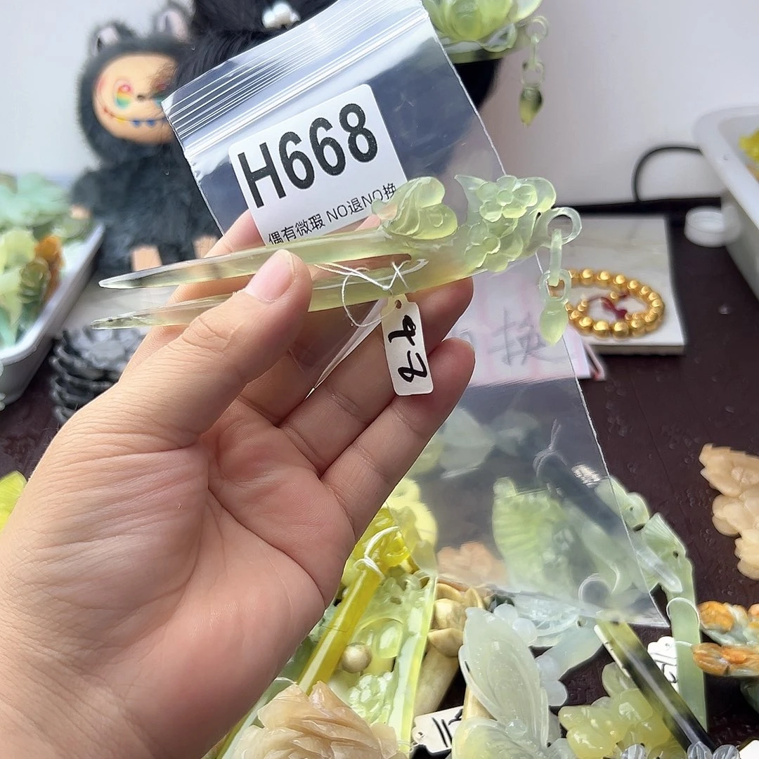 合金蛇纹石玉发饰萌*