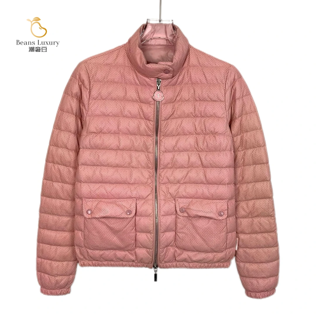 95新 MONCLER 95新/潮奢豆 严选/粉色logo拉链羽绒服外套/H12784