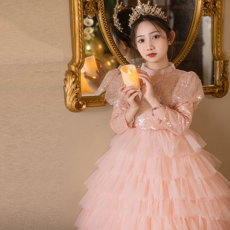 女童气质礼服花童婚纱公主裙生日宴儿童主持人小女孩晚礼服走秀