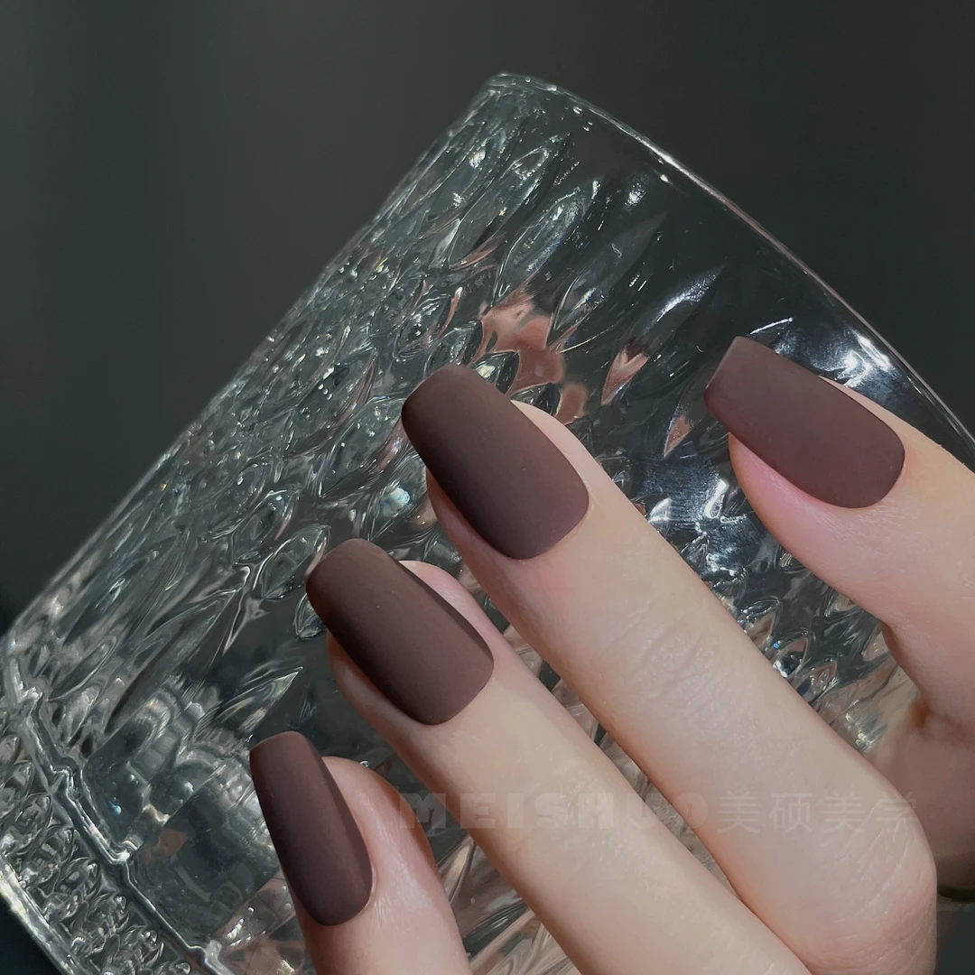 【雾影棕】秋冬深棕色极致单色磨砂质感气质显白自调色手工穿戴甲