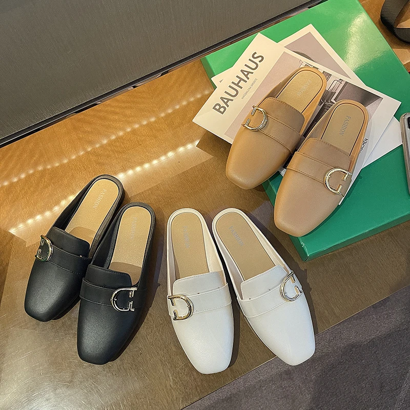 2025新款网红懒人时尚风一脚蹬外穿拖鞋ins凉拖包头日常女鞋半拖