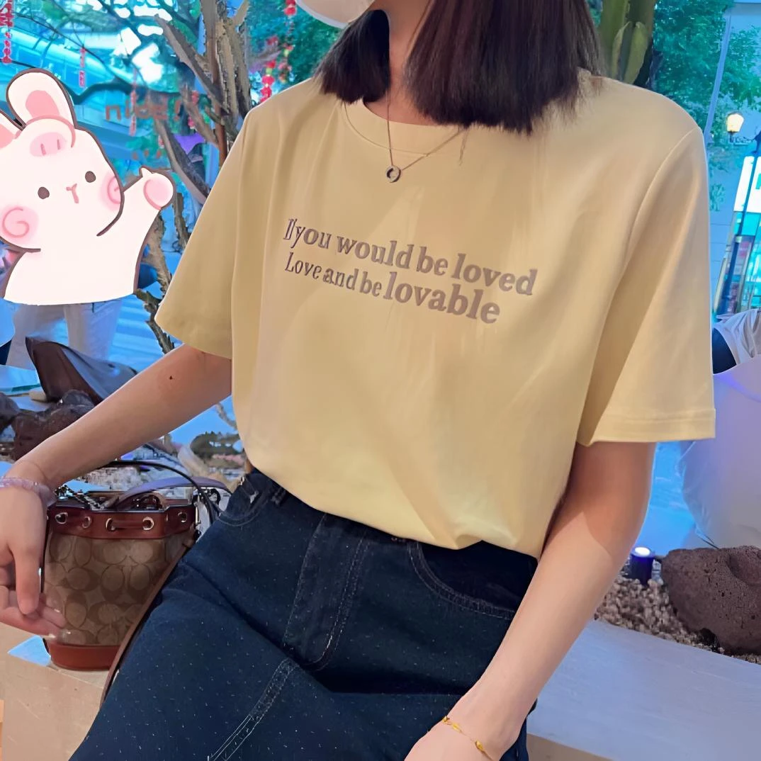 短袖通勤圆领常规款印花透气T恤潮流百搭