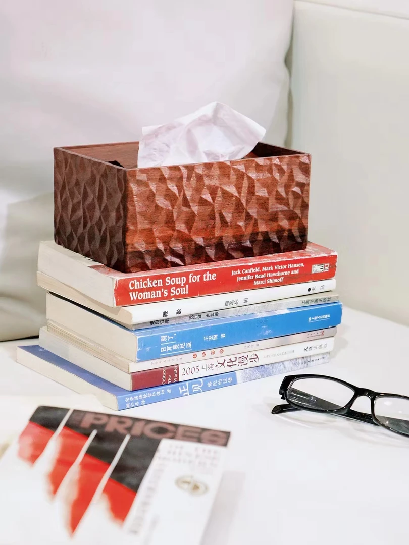 缅甸花梨木20*13*8cm榫卯纸巾盒