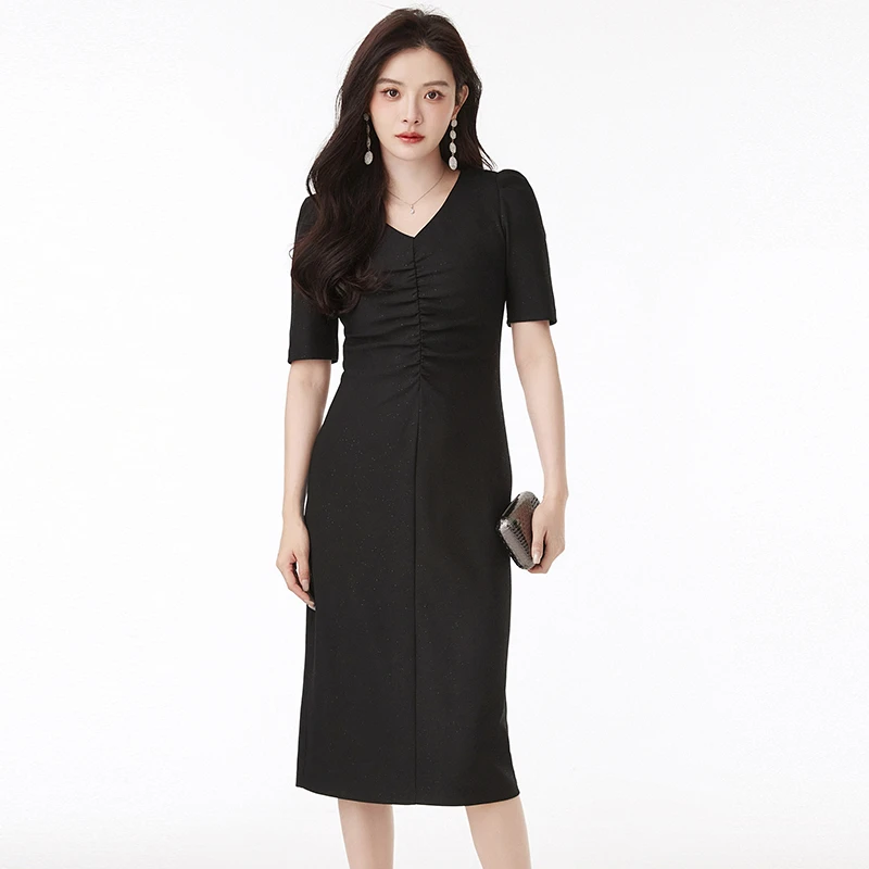 直筒显瘦中长裙五分袖裙子连衣裙女2025夏52JP0A0004