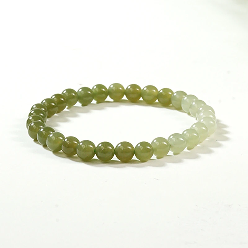 新疆和田玉湖水绿晴水渐变手串素串青白玉渐变手串晴水