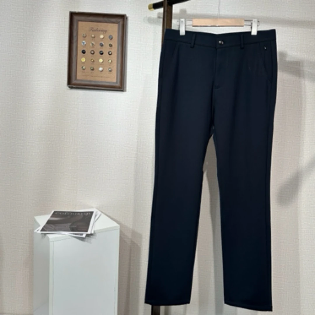 美尔森男装24秋冬新品碳时代薄绒藏蓝色黑牛直筒休闲裤59B119