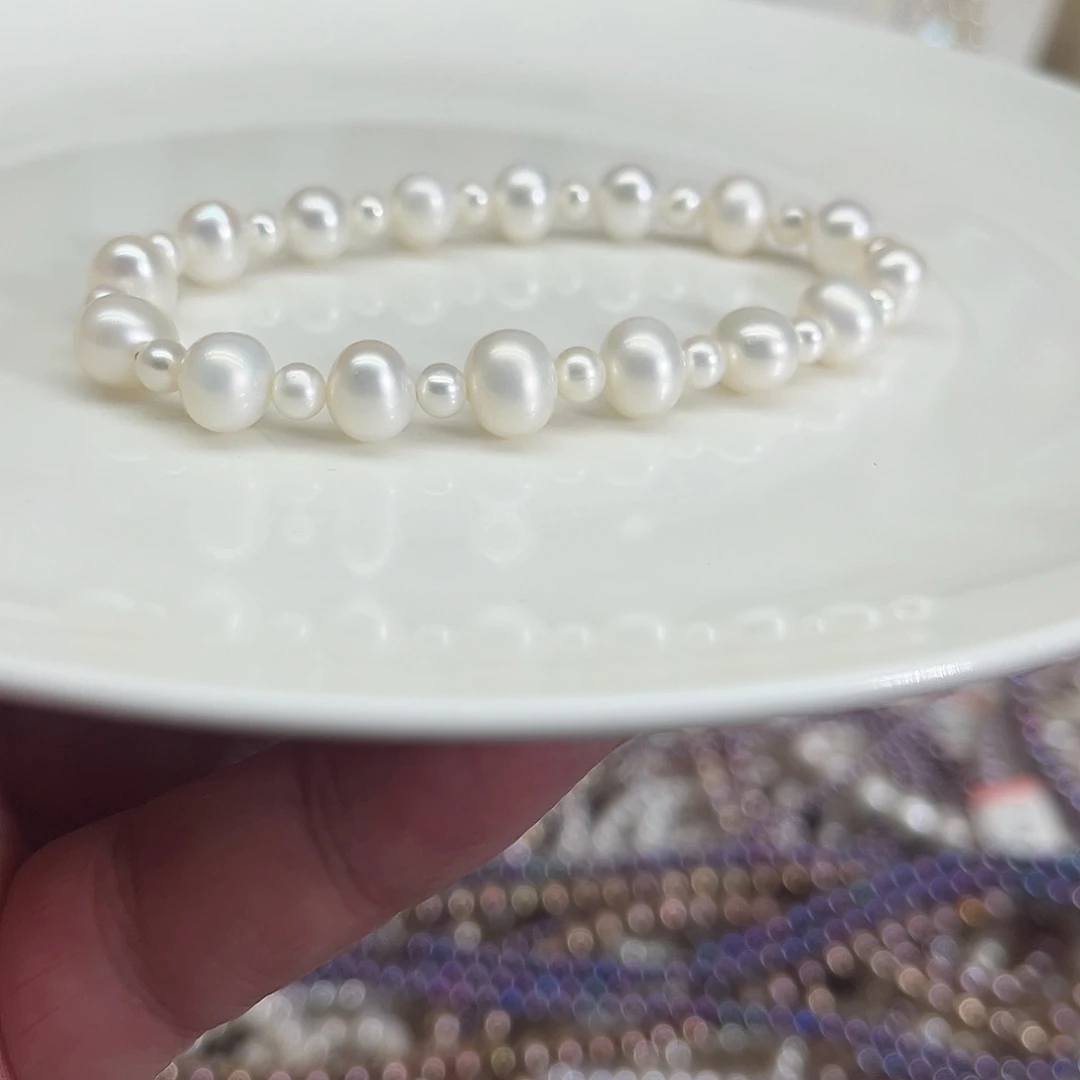 银S925镶嵌淡水珍珠手串