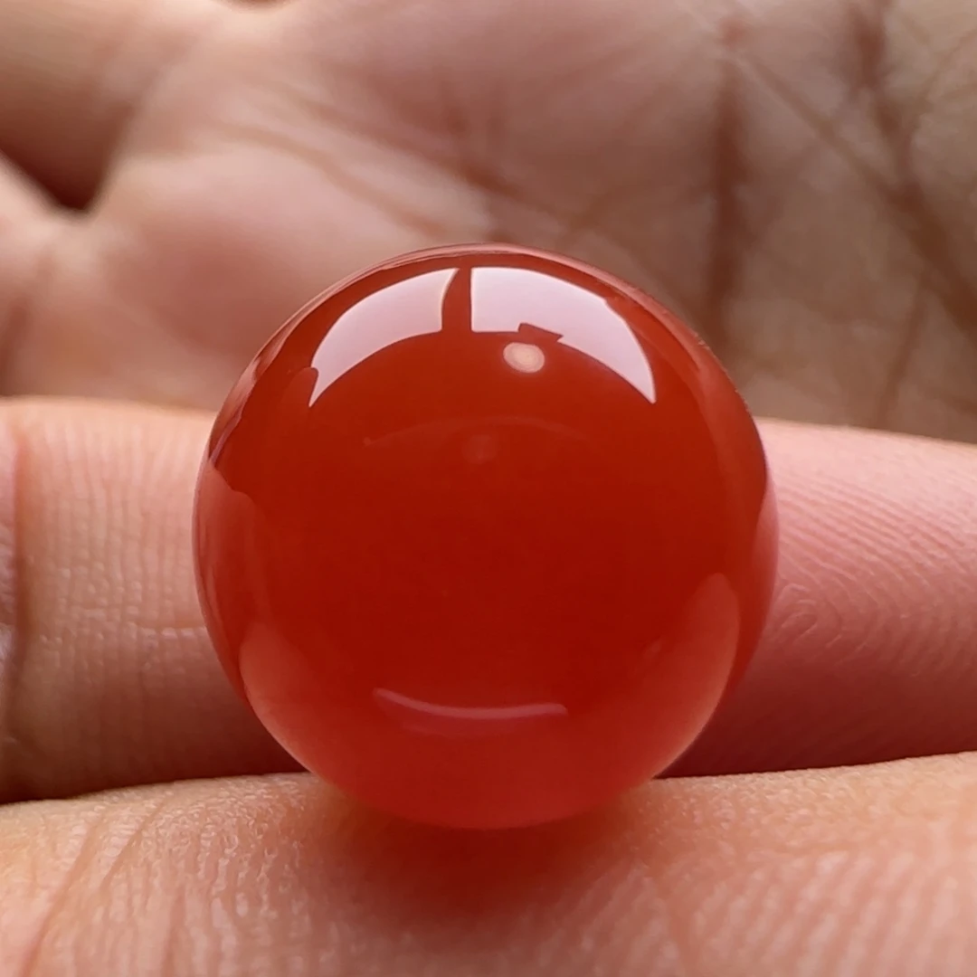 南红玛瑙未镶嵌圆珠13.4孔马牙水线