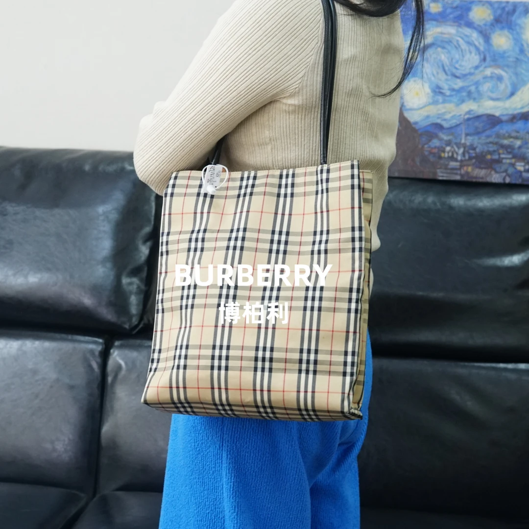95新 BURBERRY/博柏利 巴宝莉/格纹单肩包/HD12527072/7072