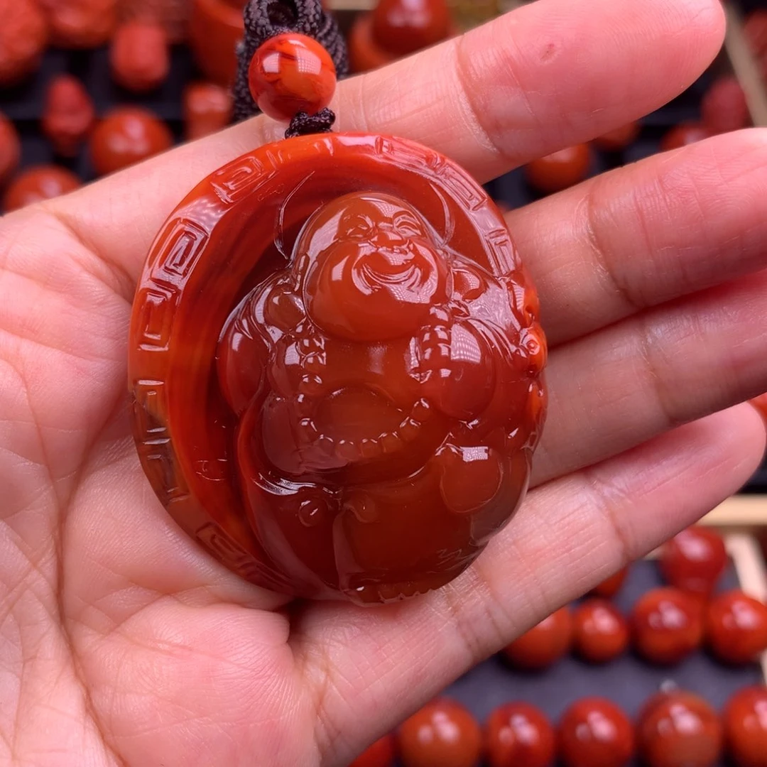 南红玛瑙笑佛吊坠39✖️45mm未镶嵌