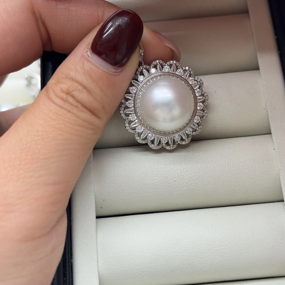 银S925镶嵌吊坠(不含链)海水珍珠