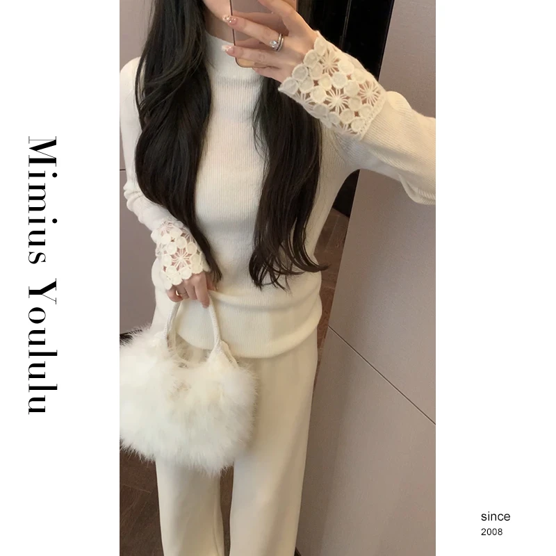 【mimius】&七七 法式重工高领蕾丝拼接袖打底衫 汉服 WF12068