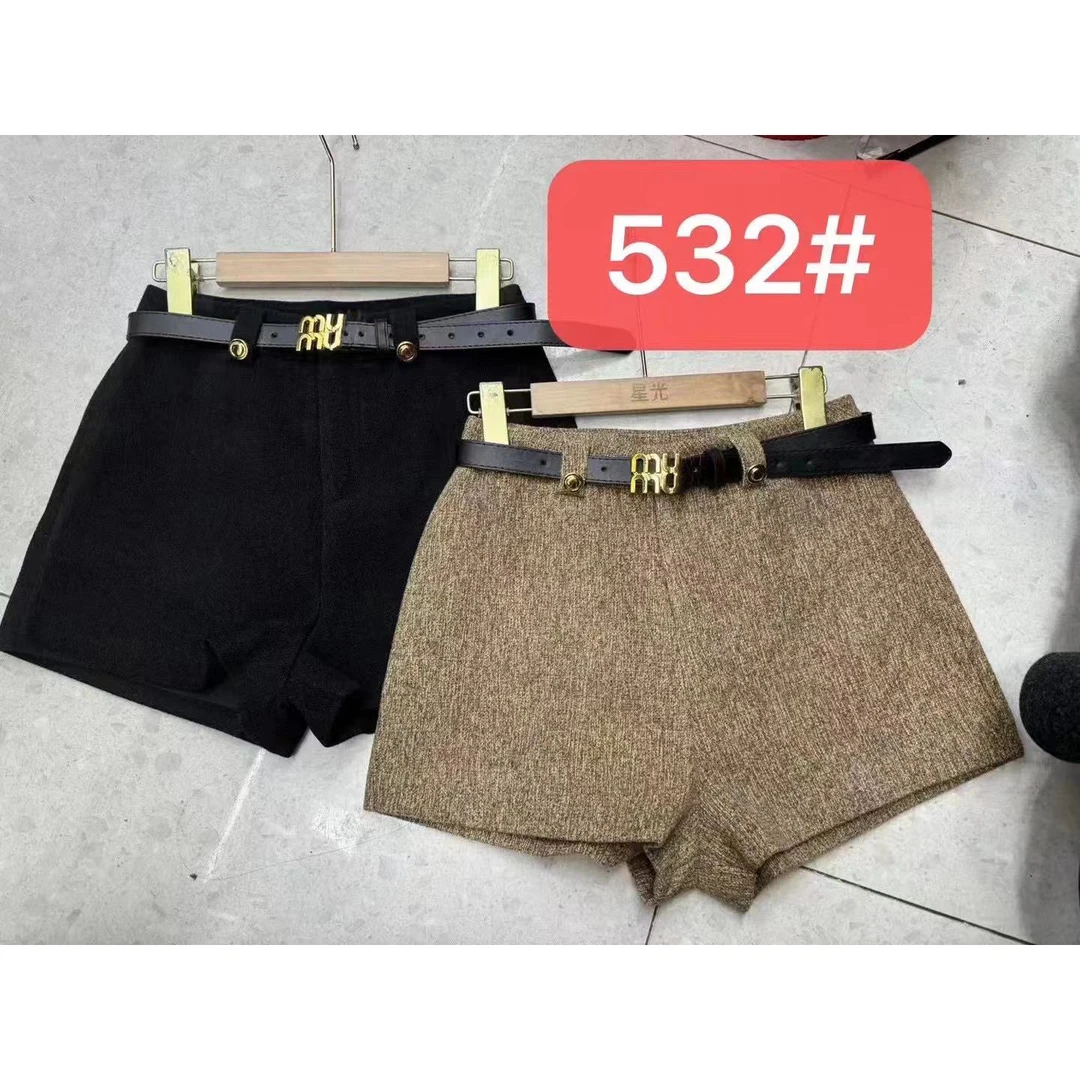 新款高腰毛呢短裤532