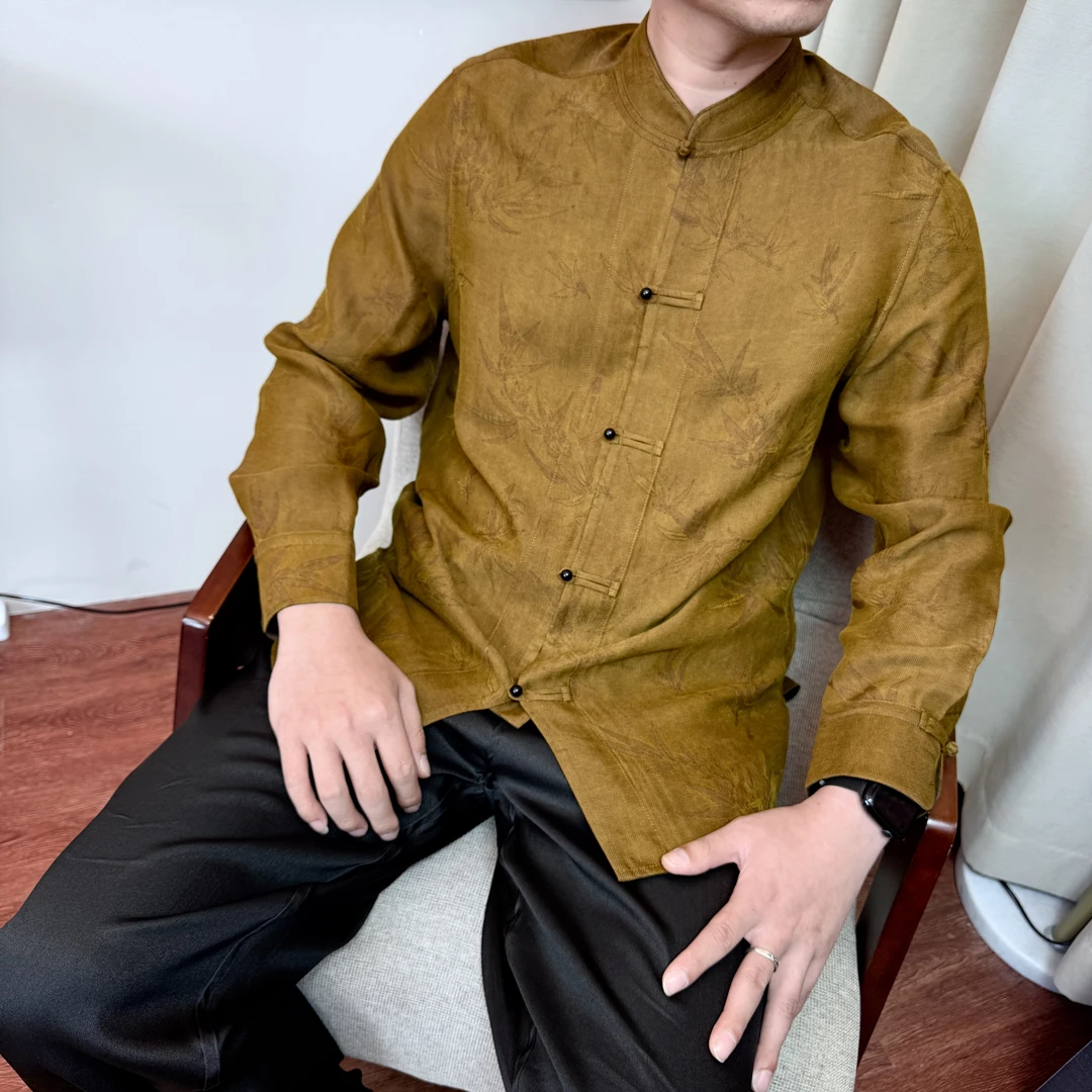 月下扬帆2602-2603秋季100桑蚕丝香云纱全孔罗国风盘扣双面穿唐装