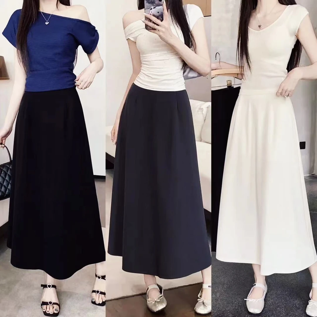 2025大摆垂感新款夏季薄款高腰气质显瘦网红老钱风松弛感女装贵气