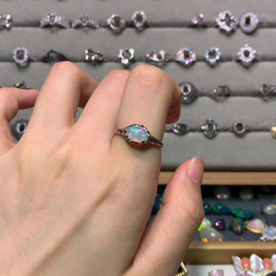 欧泊银S925镶嵌戒指款式思*涯