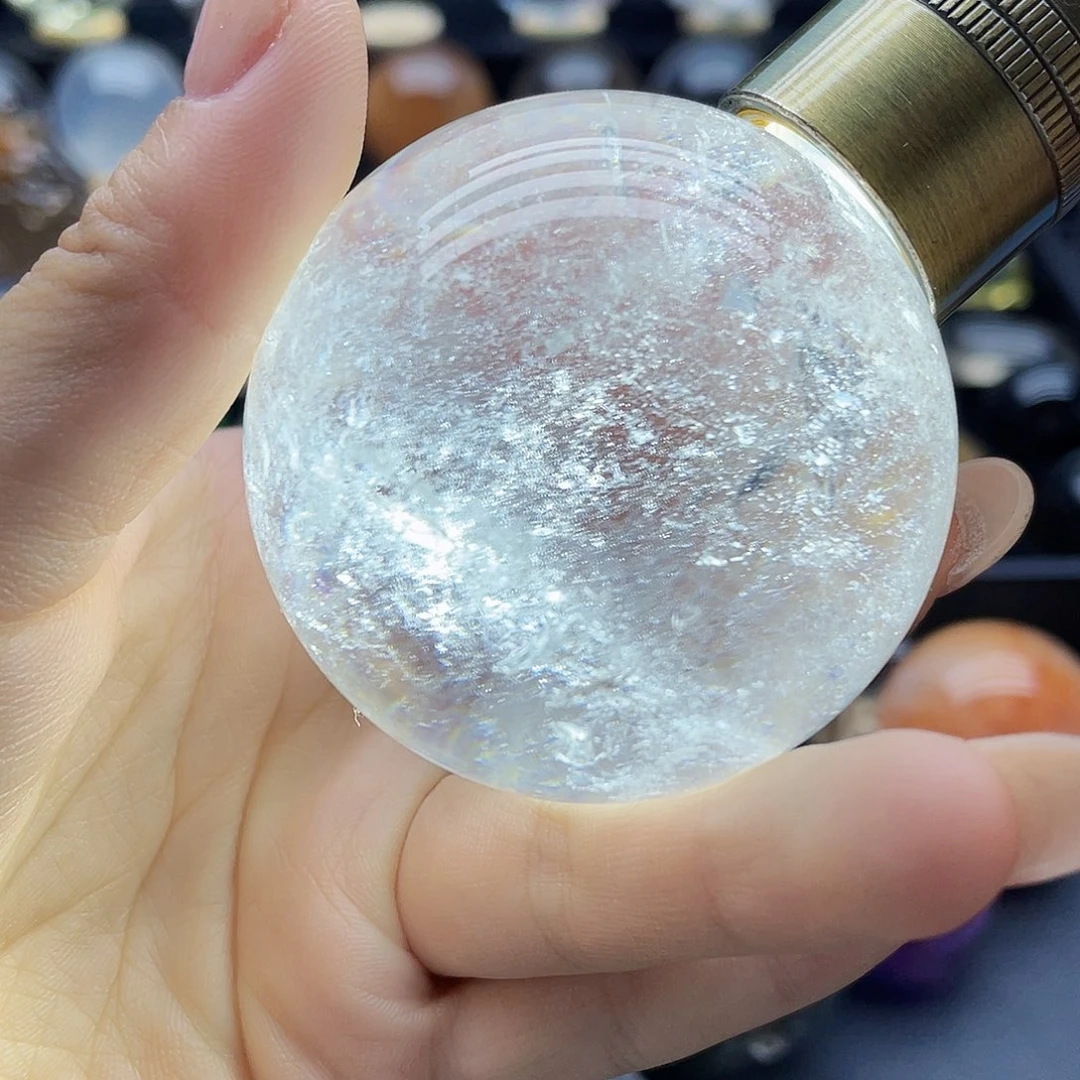 珠宝半成品水晶未镶嵌天然白水晶56.3mm