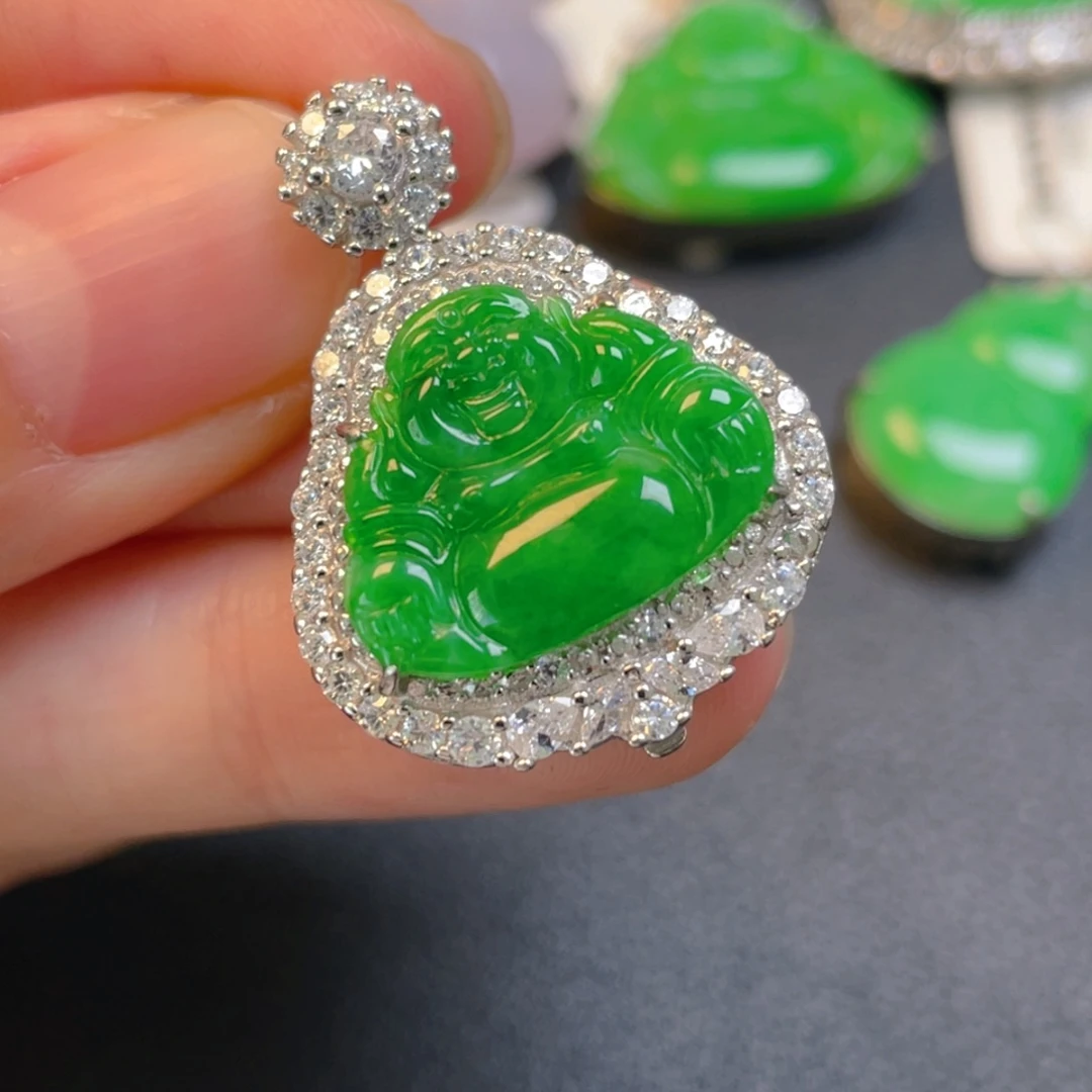 翡翠银S925镶嵌吊坠(不含链)