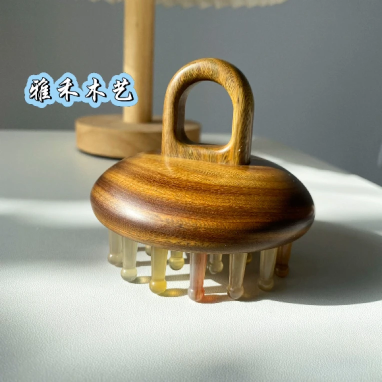 绿檀木指环28齿头皮经络按摩梳