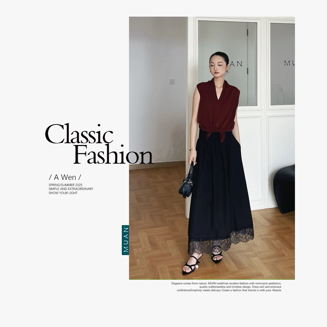 木岸MUAN：《棱镜背心》定制法式V领亚麻百搭简约高级上衣女DG3-132