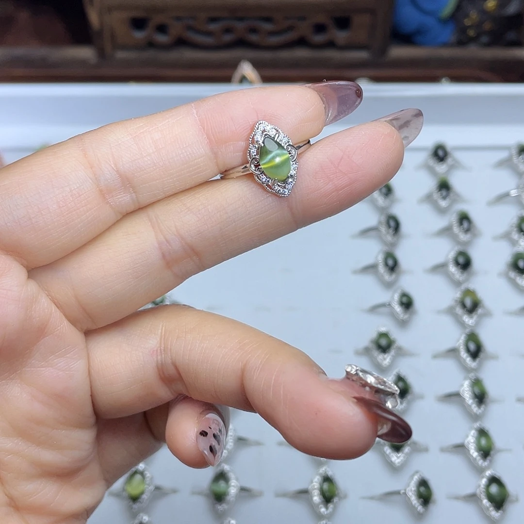 和田玉（碧玉）18K金镶嵌吊坠(不含链)戒指