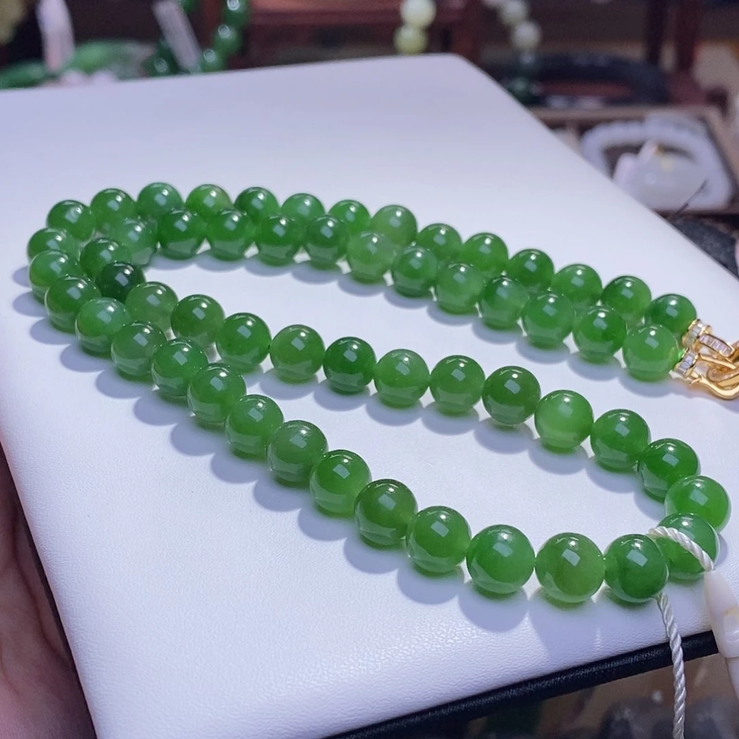 和田玉清货价老矿料七号矿碧玉妈妈链8m未镶嵌