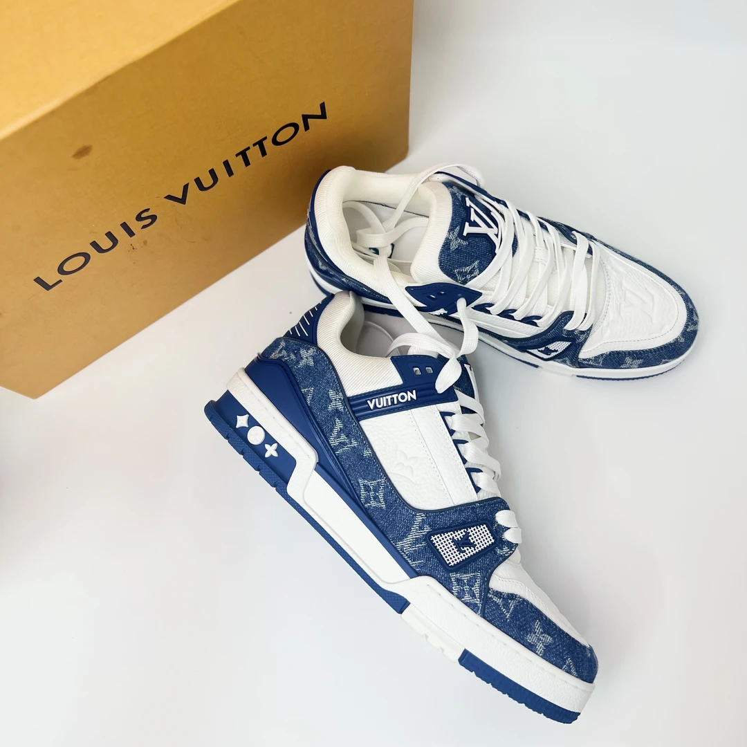 未使用 LouisVuitton/路易威登 LV Trainer牛仔蓝板鞋