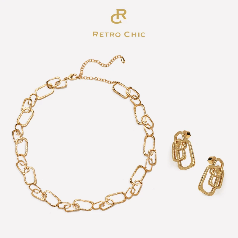 铜合金耳饰 RC RETRO CHIC 意大利复古时尚首饰 弧光两件套