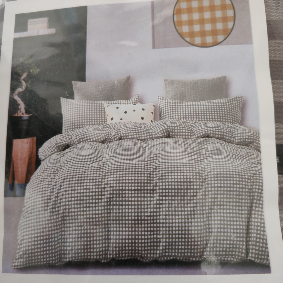 咖色小格子四件套纯棉水洗四件套