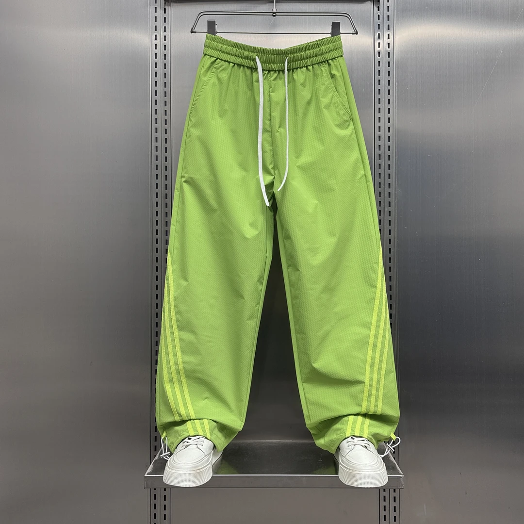 2025夏季新款男士条纹休闲裤宽松直筒阔腿长裤男大码百搭运动裤子